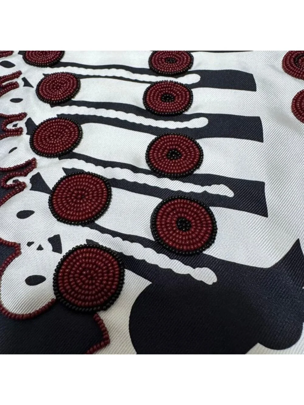 Hermes Brazil & Brandebre Bead Shawl Scarf